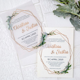 Botanical Olive Leaf UV Printing Wedding Invitations